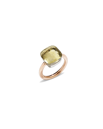 Pomellato Maxi-size Ring Rose Gold 18kt, White Gold 18kt, Lemon Quartz (watches)
